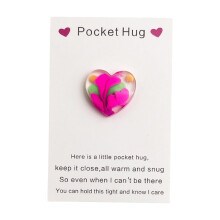 Pocket Hug Heart Token with Greeting Cards Hot Pink
