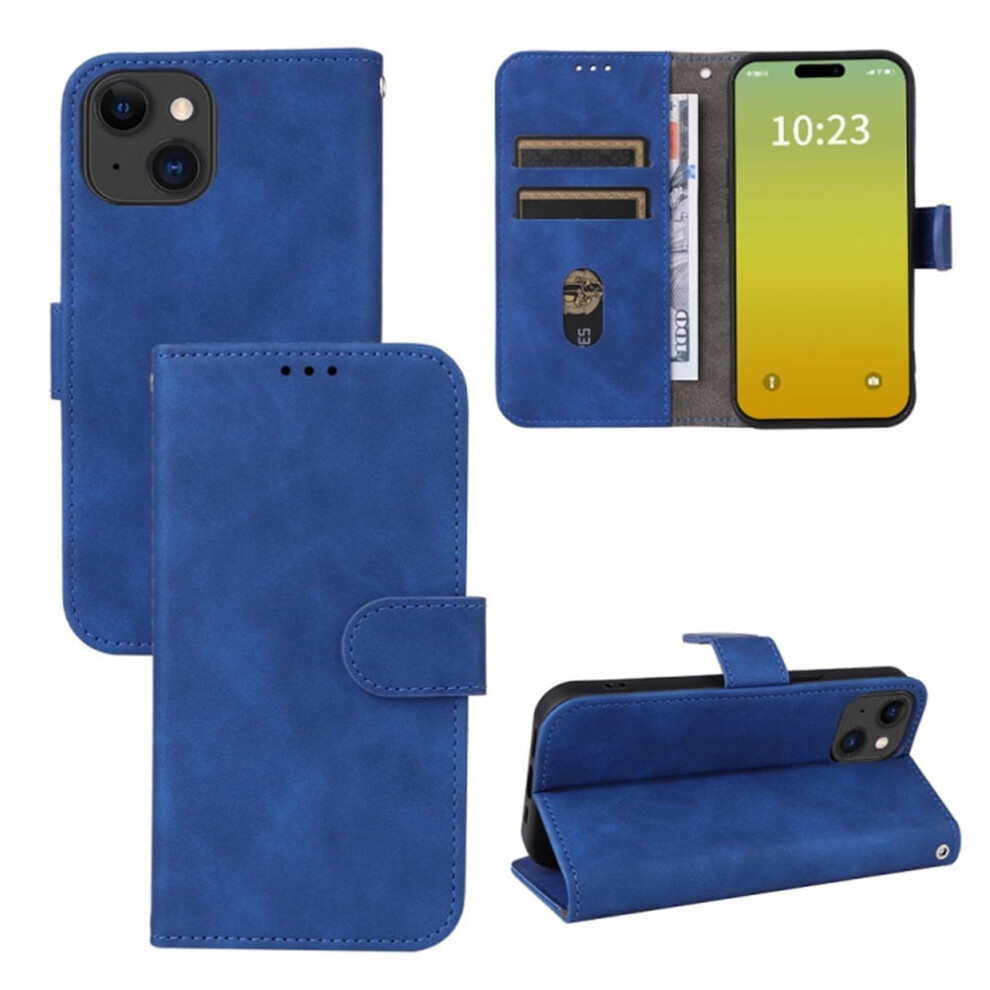 Pu Leather Wallet Case For Iphone 15 Plus Blue 9558830547437