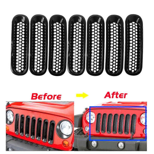 Matte Black Mesh Grille Trim Insert for Jeep Wrangler JK 2