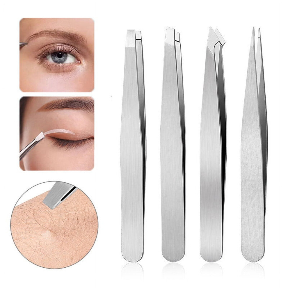 Eyebrow Tweezers Set Stainless Steel 4 Piece