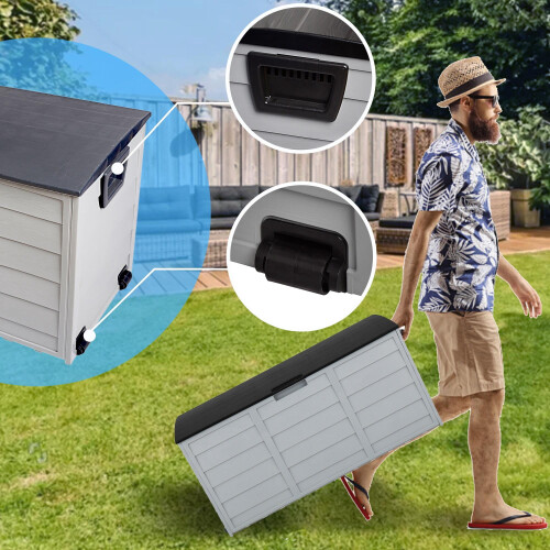 Deck Box Waterproof Resin Outdoor Storage 75 Gallon 2