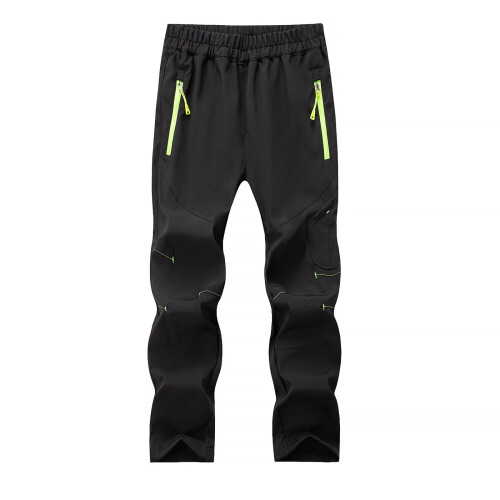 Pantaloni da sci impermeabili per ragazzi, neri, foderati in pile. 1
