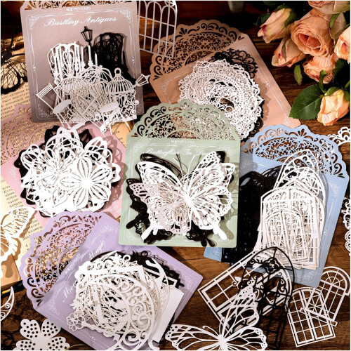 Black and White Scrapbook Paper Cutouts 120 pcs