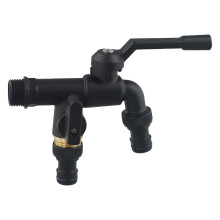 Outdoor Faucet Black Brass Dual Outlet 12