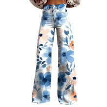 Boho high waist wide leg palazzo pants women floral solid