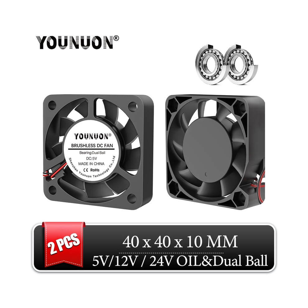 40Mm X 40Mm X 10Mm Dc 24V/12V/5V 2-Pin Ball Bearing Fan (2 9558830560139