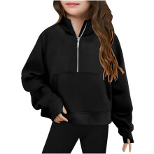 Girls Fleece Half-Zip Sweatshirt with Thumb Holes