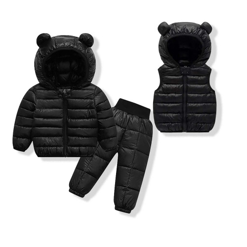 Completo invernale termico per bambini, 3 pezzi, nero, 1