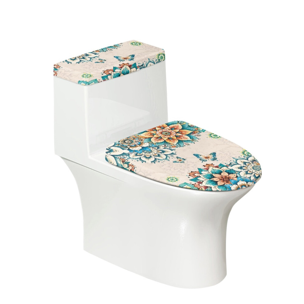 Boho Mandala Flower Toilet Tank Lid Dust Cover Set 2 Pcs 9178400879692