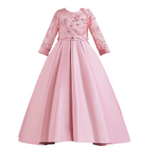 Light Pink Princess Gown for Girls Long Sleeve 130cm