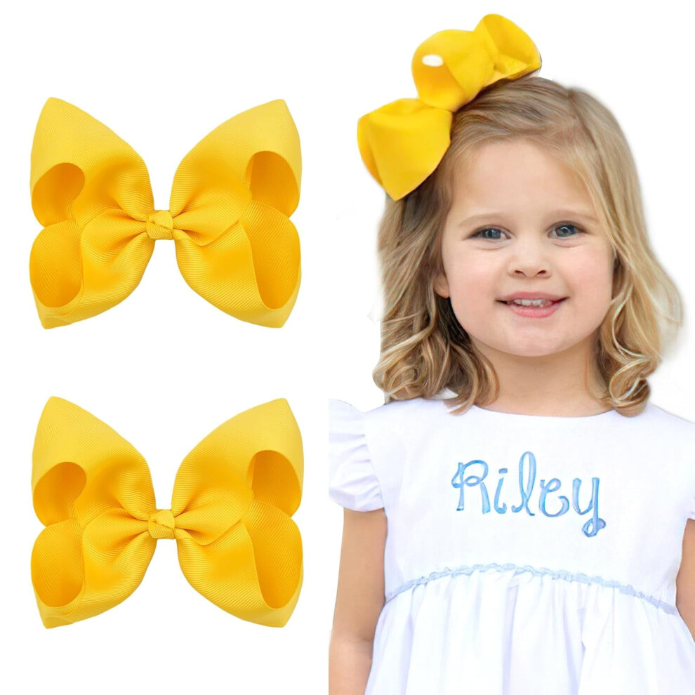 Hair Bows for Girls with Alligator Clips, White Grosgrain