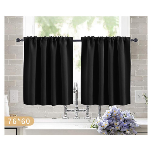 Blackout Thermal Curtains Black 2 pcs 36x30 in