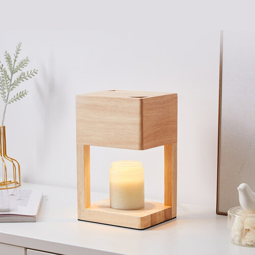 Wooden Candle Warmer Lamp with Adjustable Brightness,