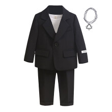 Boys Casual Jacket Korean Style Solid Black 3-4 Years