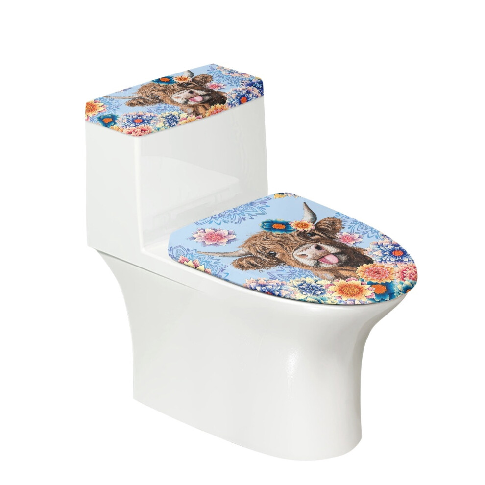 Highland Cattle Datura Toilet Lid Cover Set Polyester 1Pc 9101399788669