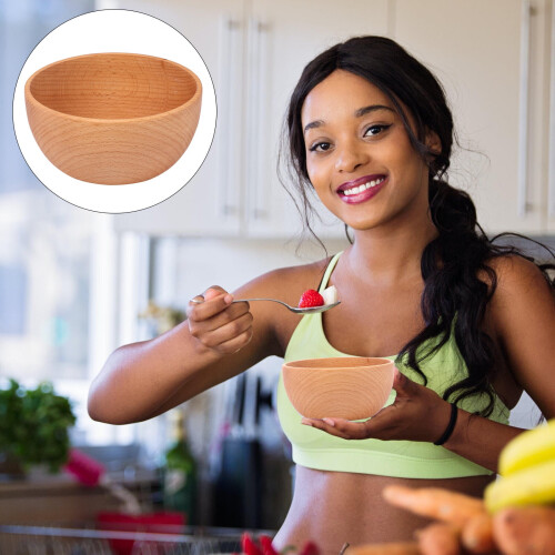 Wooden Bowls for Storage Light Brown Synthetic Material