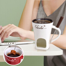 Ceramic chocolate fondue cup with candle heater 1 piece