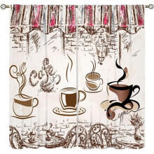 Rustic Coffee House Kitchen Curtains 2 Panels 42x63 inch