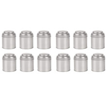 12Pcs Tea Tins Canister with Airtight Double Lids, Tin Can Box and Small Round Kitchen Canisters for Tea (Silver)