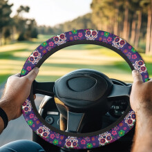 Skull and Flower Golf Cart Steering Wheel Cover Universal