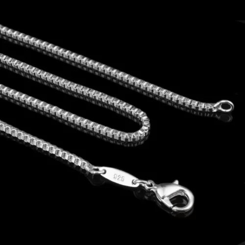 Sterling Silver Box Chain Necklace 2mm 16-24 inch 5 Pack 1