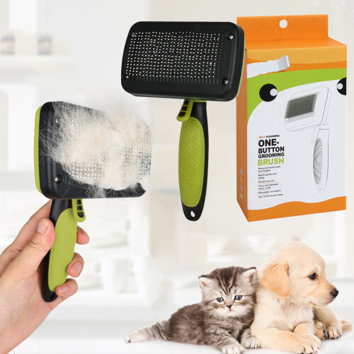 Self-Cleaning Cat Brush for Shedding and Detangling