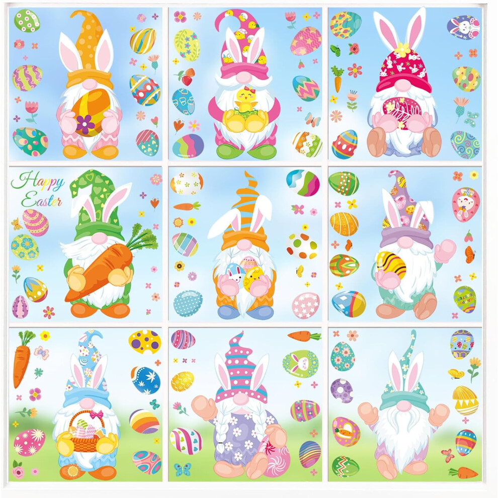 Easter Egg and Gnome Window Clings Double-Sided 9 Sheets