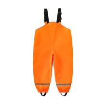 Kids Waterproof Rain Pants with Suspenders Orange 5-6 Years