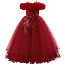 Girls Casual Wedding Dress Off-Shoulder Tutu Skirt Ages