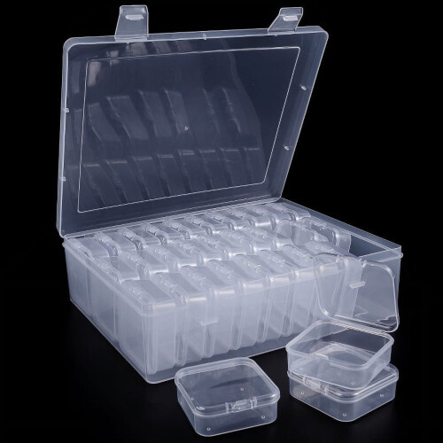 Bead Organizer Box Clear Plastic Storage Container with 1