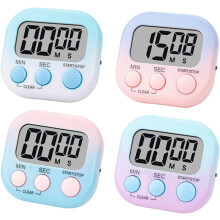 Digital Timer with Magnetic Back and ON/OFF Switch 4-Pack
