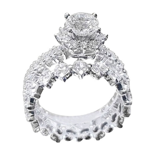 Silver Promise Ring Set for Women 2 Pieces 1