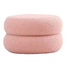 Vanity Stool Lambswool Fabric Padded Seat Ottoman