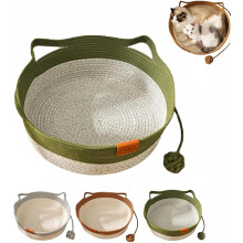 Woven Cat Basket Bed Cotton Rope Natural Rattan 1 piece