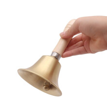 Solid Brass Hand Bell with Wooden Handle 7.5 inch