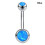 Opal Stone Stainless Steel Belly Button Ring - Blue 6