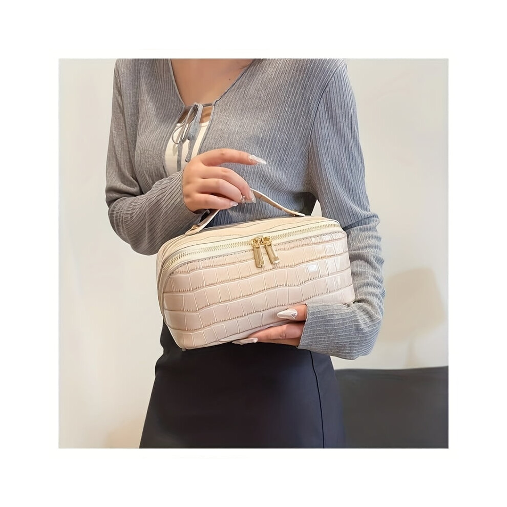 White cosmetic bag with gold zipper 1 piece