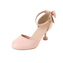 Girls' dress heels with bow and adjustable buckle, pink,