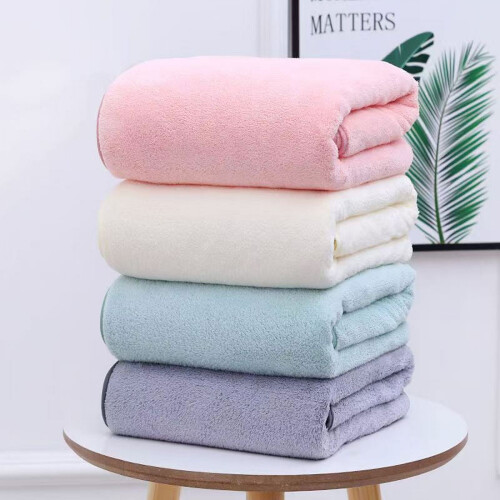 Coral Fleece Bath Towel Large Thick Honeycomb Texture 1