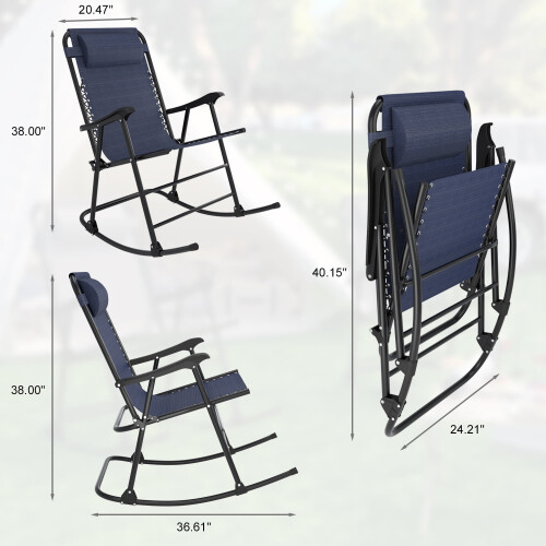 Lacoo Zero schommelstoel met hoofdsteunkussen, blauw 1