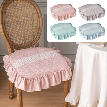 Outdoor chair cushion with ties lace ruffle square sponge