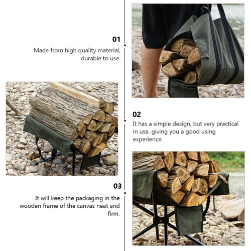 MLINS Large Tote Bag Storage Bin Firewood Rack Log Carrier 2
