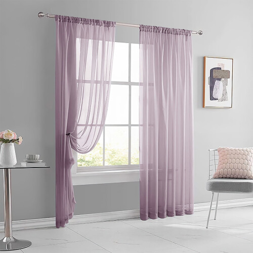 Sheer Linen Textured Curtains 1 Panel Semi-Transparent Rod