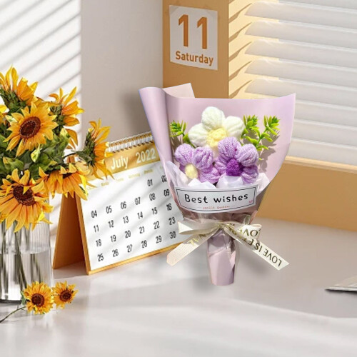 Mini-Häkelset für Blumenstrauß, lila, 9,9 cm 1