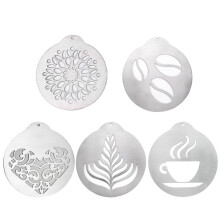 Stainless Steel Latte Art Stencil Set 5 Pieces