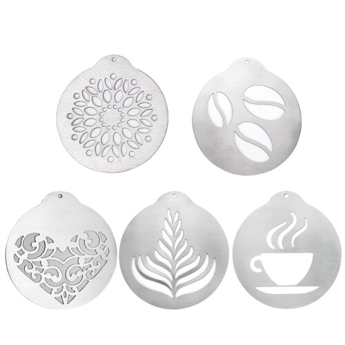Stainless Steel Latte Art Stencil Set 5 Pieces