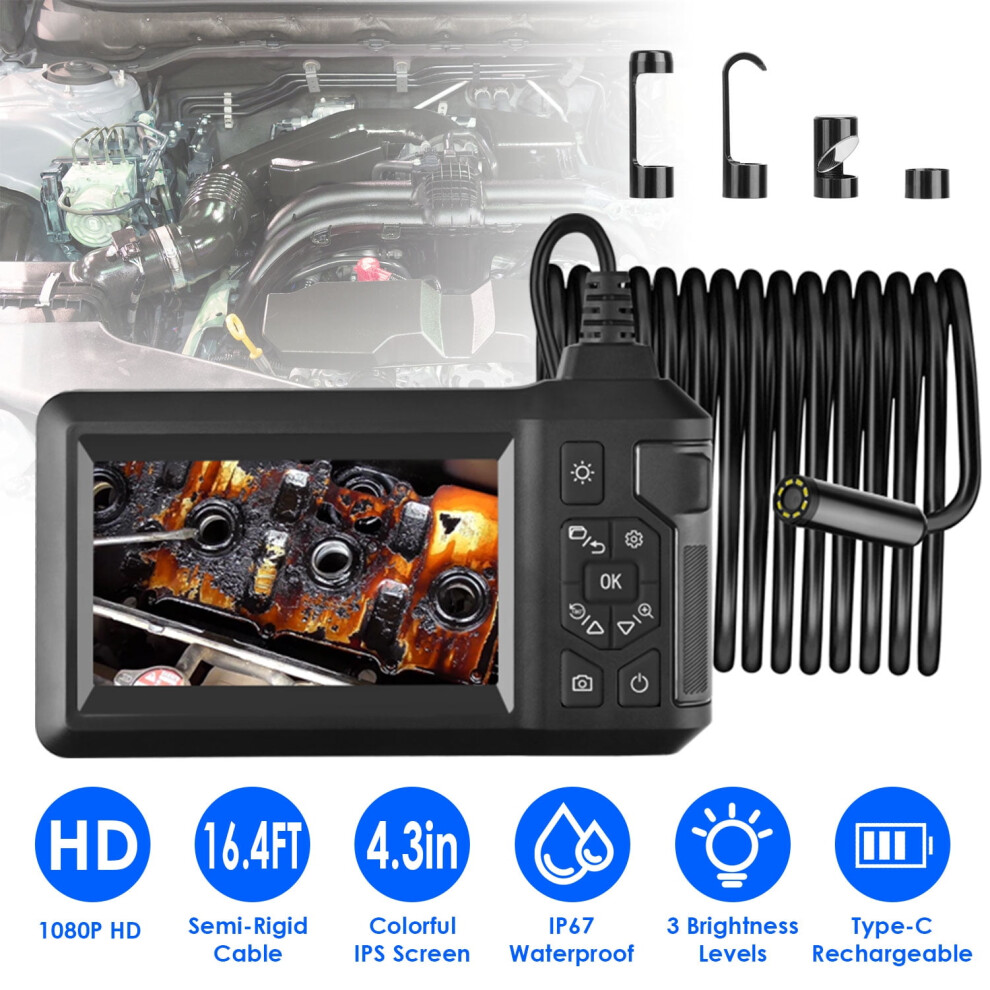 Endoscope Camera 1080P 8Mm 4.3 Inch Screen 16.4Ft Cord 962029095200