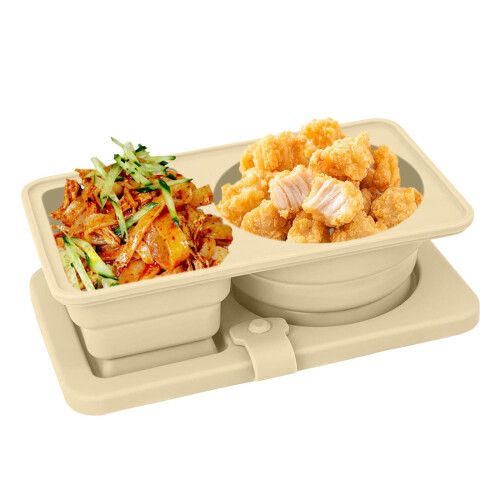 Boîtes à goûter réutilisables en silicone à double compartiment, lot de 2 2