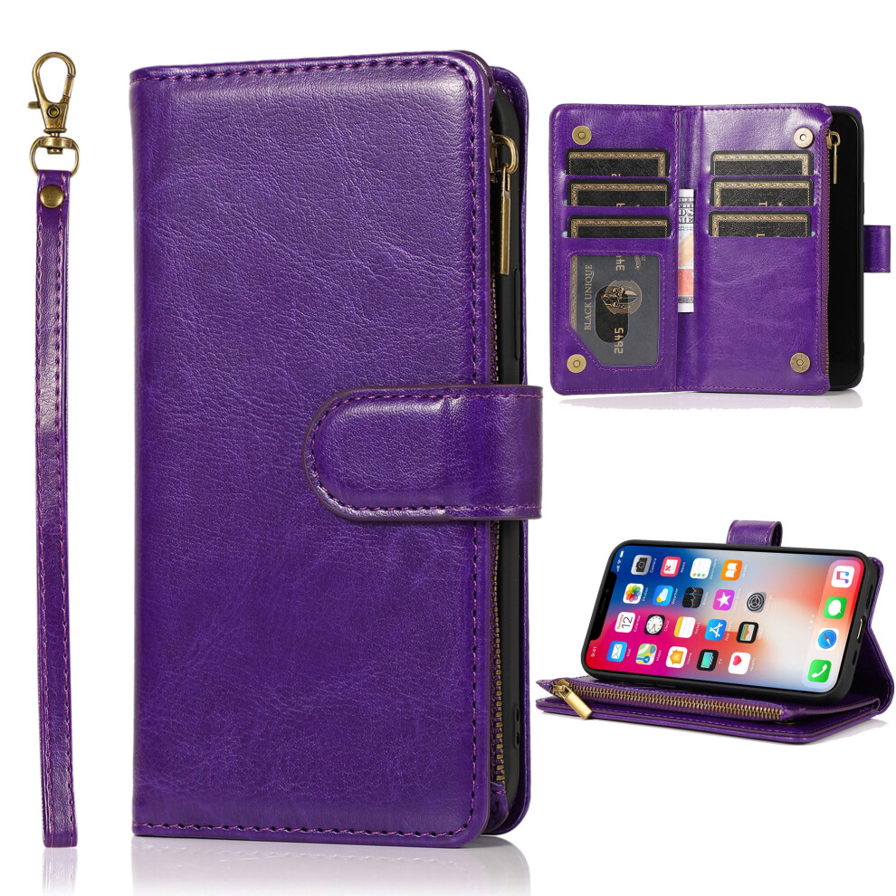 Pu Leather Wallet Case For Iphone Xs Max With 9 Card Purple 9023022263131