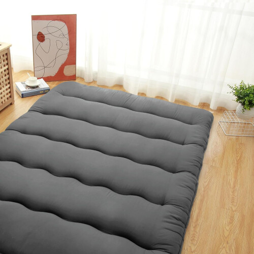 futon japonais pliable, taille une place, gris foncé 2